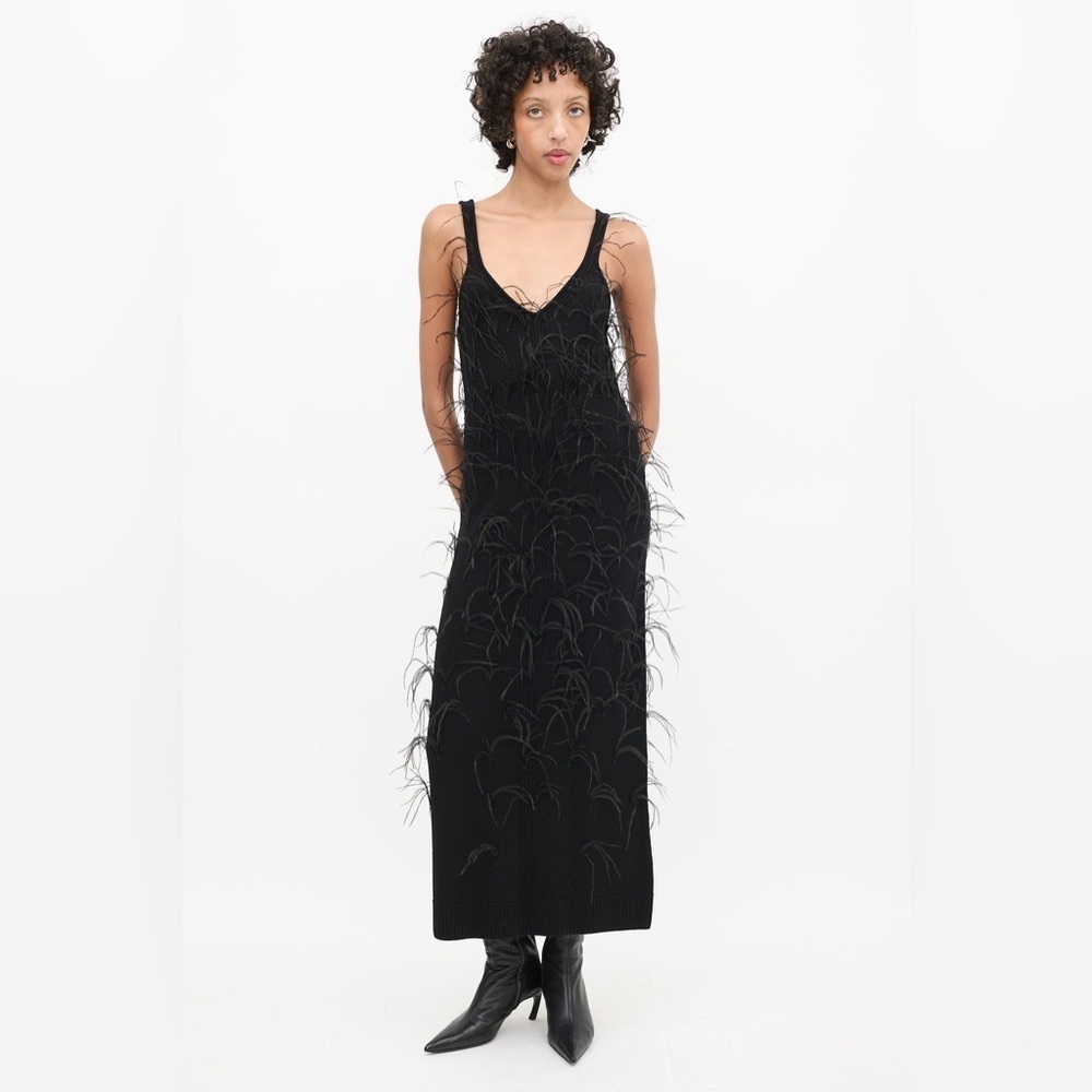 Tanya Taylor
Black Wool Knit Nati Feathered Dress